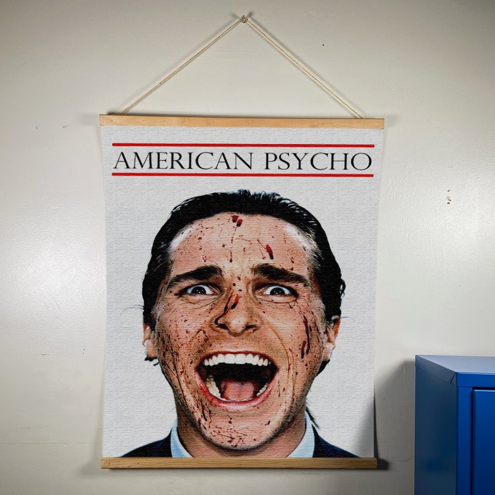 American Psycho Canvas Wooden Gold Hanger 24*17.5